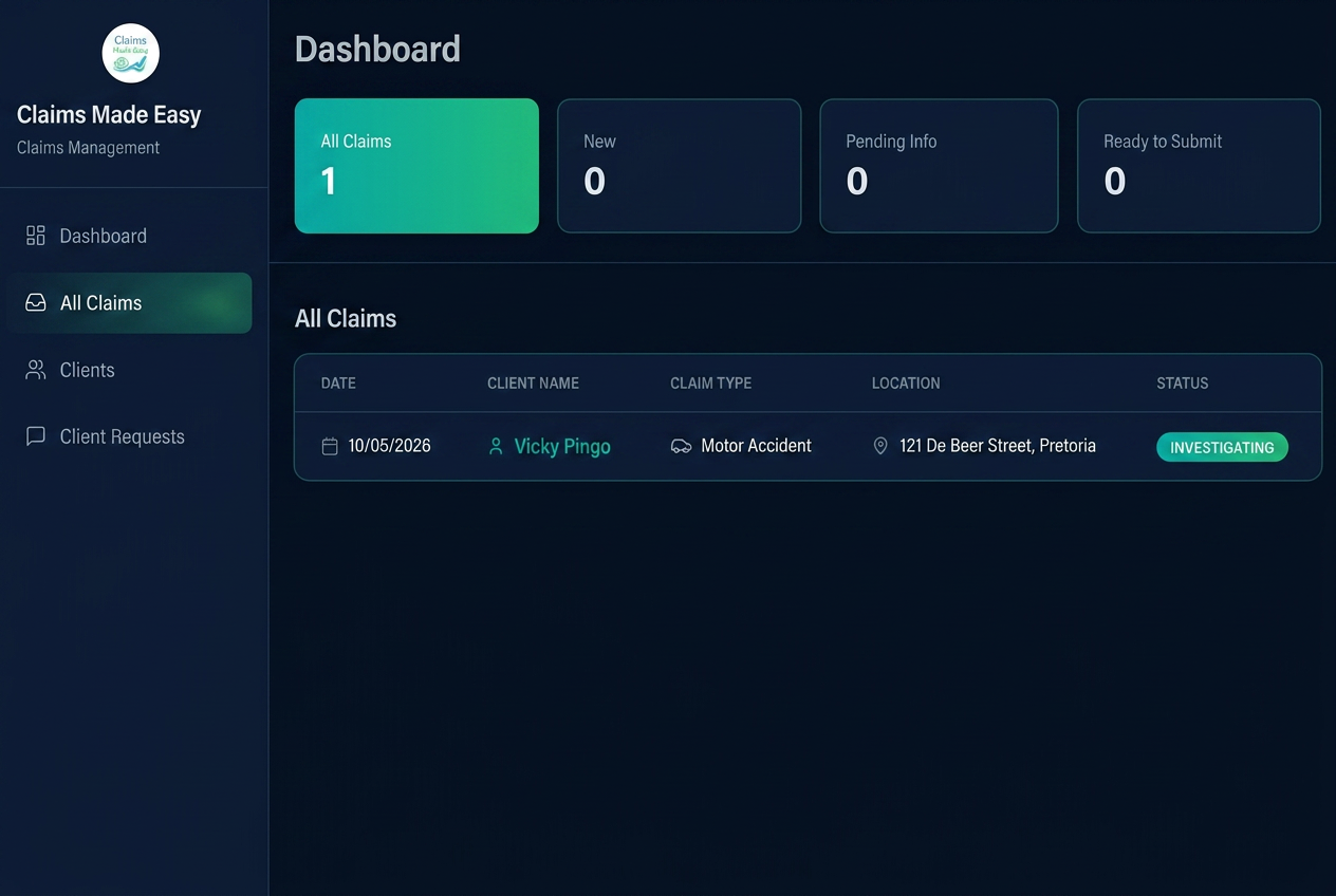 Claims pipeline dashboard preview